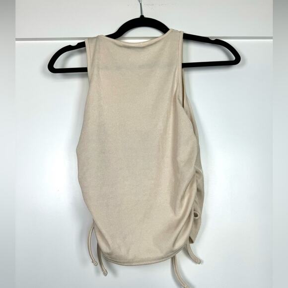 ASOS In The Style Beige Rouch Cropped Tank Size 6 Medium - Picture 4 of 7